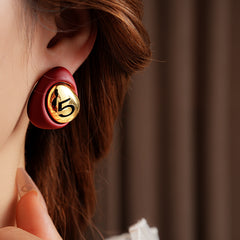 Gilded Numeral 5 Pebble Studs