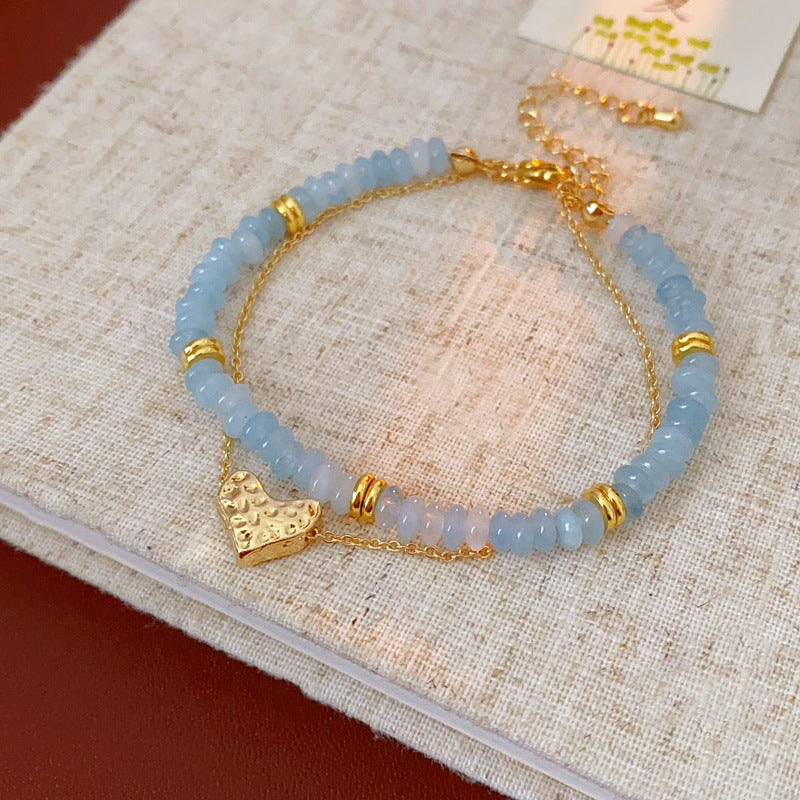 Shoushan stone beaded bracelet with gold heart charm – Glazenya Heartstone Harmony