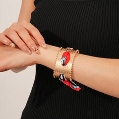 Silk Scarf Metal Cuff Bracelet