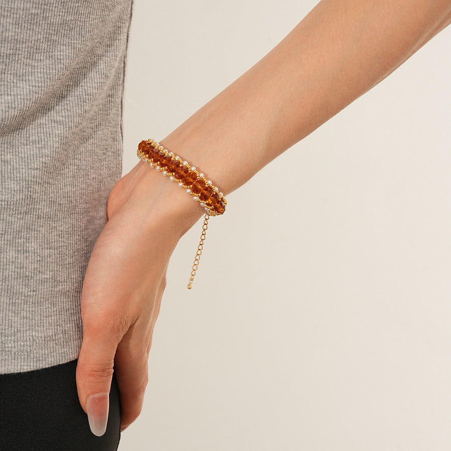 braided pearl crystal bracelet