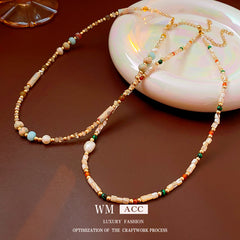 Baroque freshwater pearl colorful bead necklace and bracelet set – light luxury elegant women’s jewelry
