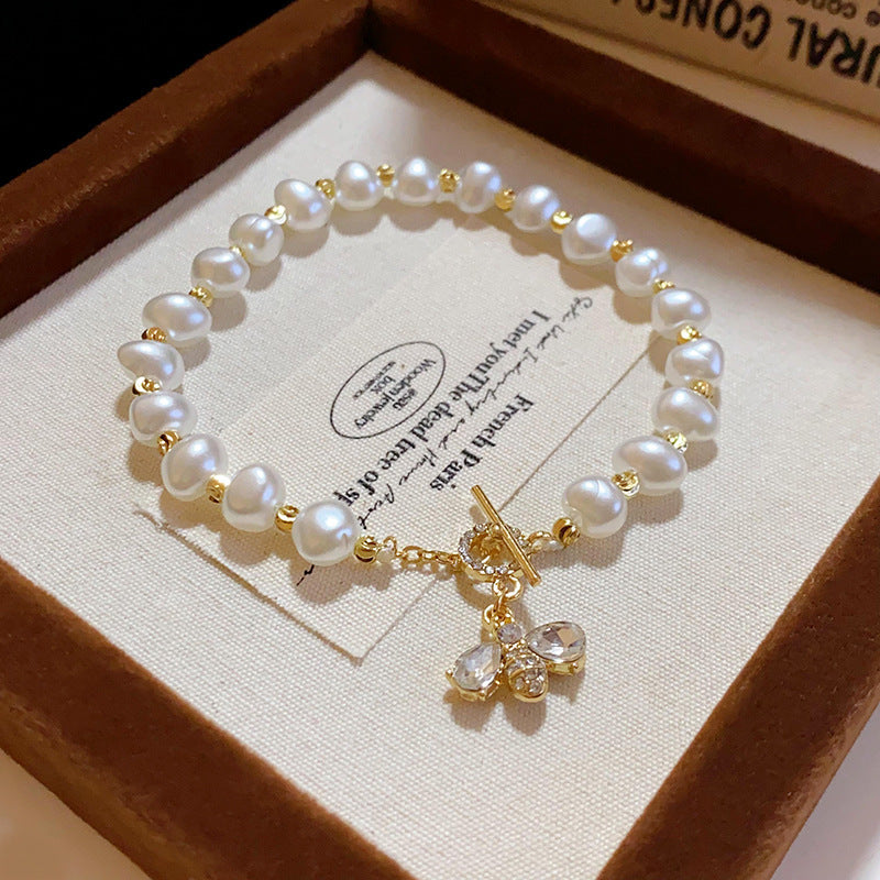 Baroque Freshwater Pearl & Crystal Bracelet Collection – Korean Chic Light Luxury
