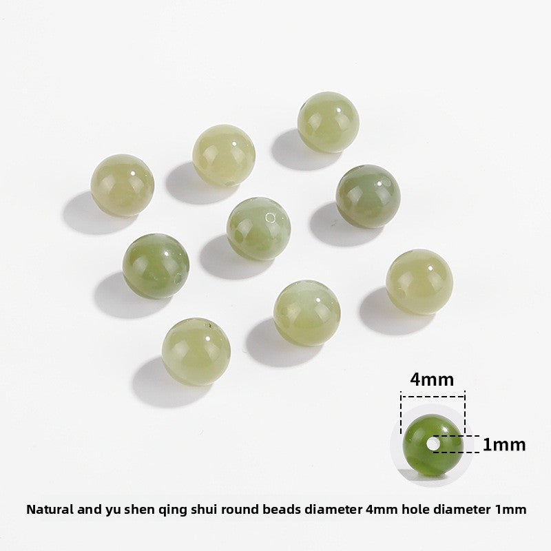 Hetian jade round beads, snowy white/pale celadon, polished, assorted 4–10 mm — Snowfield Whisper.
