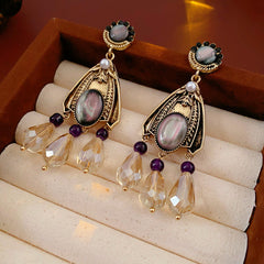 Vintage Oval Tassel Earrings – Light Luxury Court Style Jewelry by Glazenya