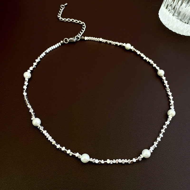 Artificial Silver Fragment Pearl Choker