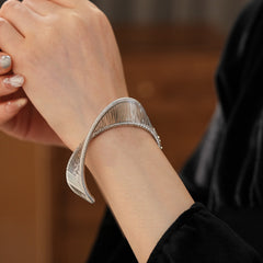 Sculptural gold and silver copper wire open cuff bracelets — Aurora Thread Cuff Bracelet by Glazenya.