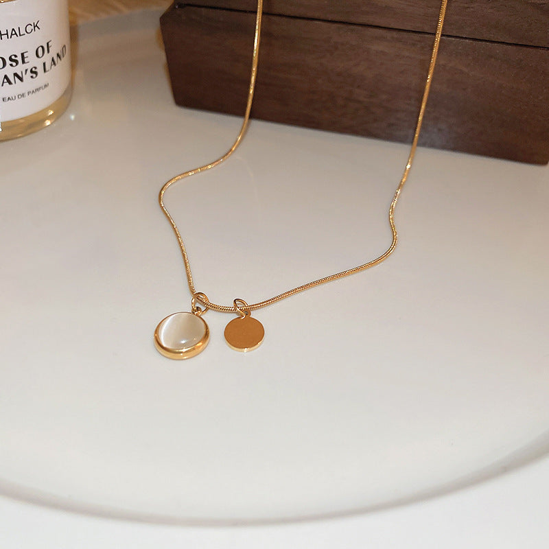 Cat’s Eye Letter Series – Gold-Plated Cylinder Pendant Necklaces with Zircon