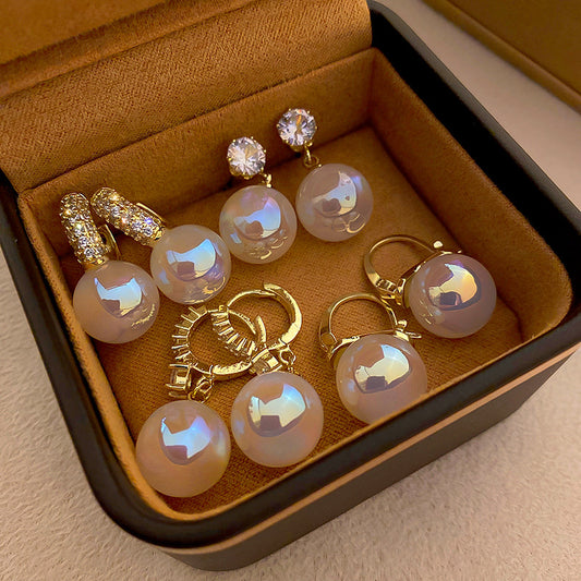 Mermaid Pearl Earring Collection – light luxury chic earrings with pearls, zircon, rhinestones, and 925 silver pins
