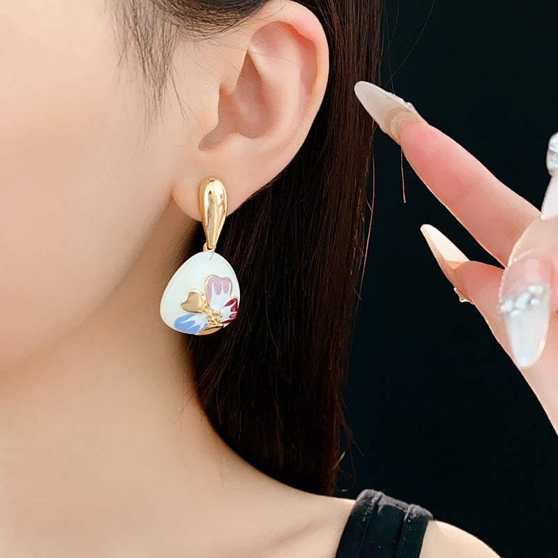 Pastel Bloom Enamel Drop Earrings