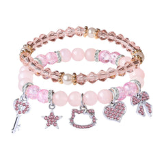 Blush Kitty Sparkle Charm Bracelets