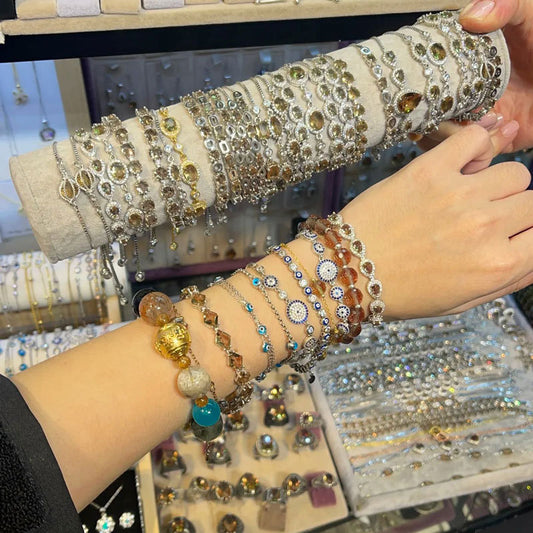 Vintage Geometric Zircon Bracelet Series – multiple variations displayed