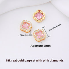 Luxe Quatrefoil spacer bead with pavé zircon halo (Ø11 mm, 2 mm hole).