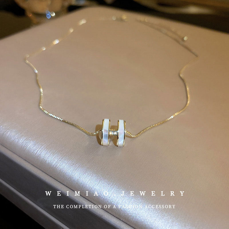 H Initial Shell & Zircon Series – Necklace, Ring & Earrings