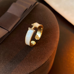 Baroque Pearl Tulip Open Ring with golden tulip flower design – Korean sweet chic adjustable jewelry

