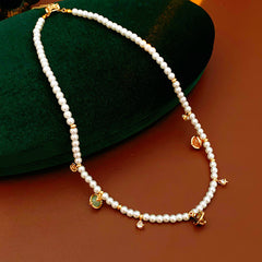 Fleur de Pearl Luxe Set with pearl necklace and matching zircon-accented bracelet, elegant and romantic
