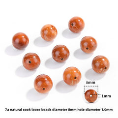Natural Cook wood beads, amber-tone grain, polished, assorted 4–10 mm — Ambergrain Warmth.