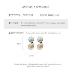 Elegant double pearl stud earrings with bee and emblem coin charms — Bee & Emblem Double Pearl Studs.