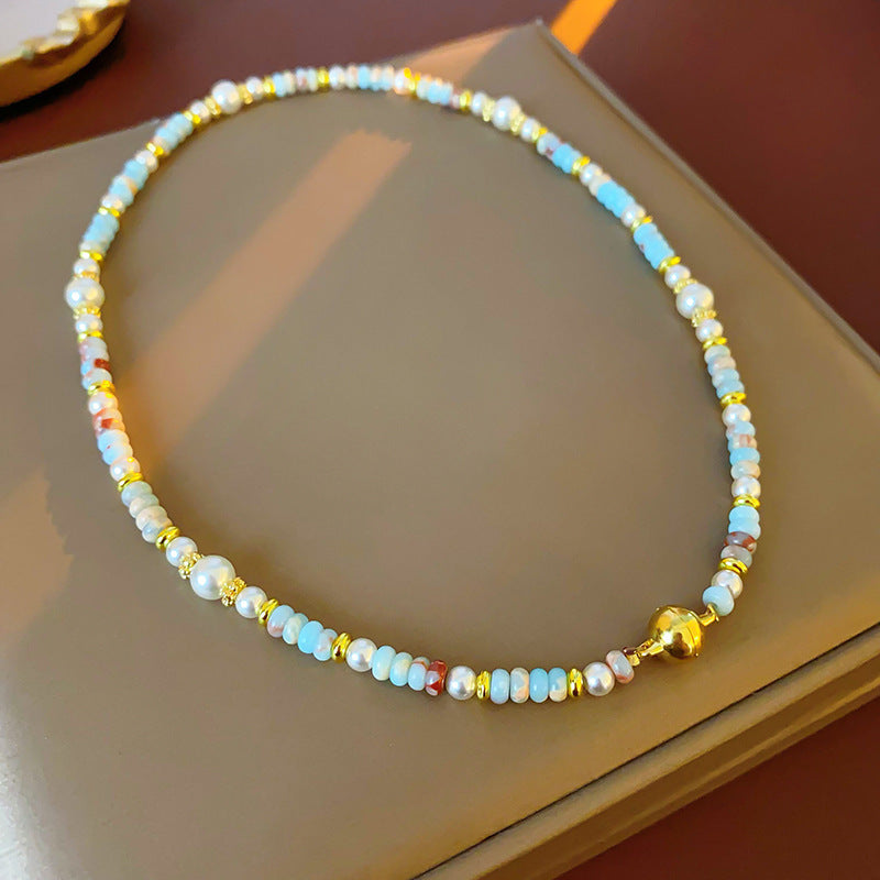Baroque freshwater pearl colorful bead necklace and bracelet set – light luxury elegant women’s jewelry