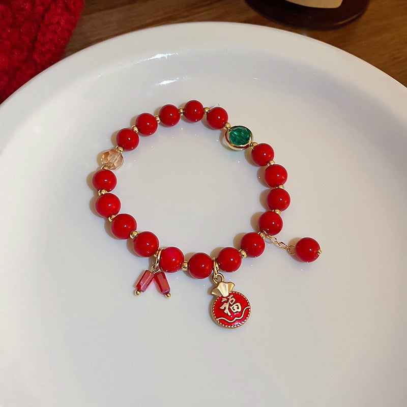 Baroque freshwater pearl bracelet with crystal accents in Korean chic style