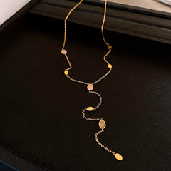 Cat’s Eye Letter Series – Gold-Plated Cylinder Pendant Necklaces with Zircon