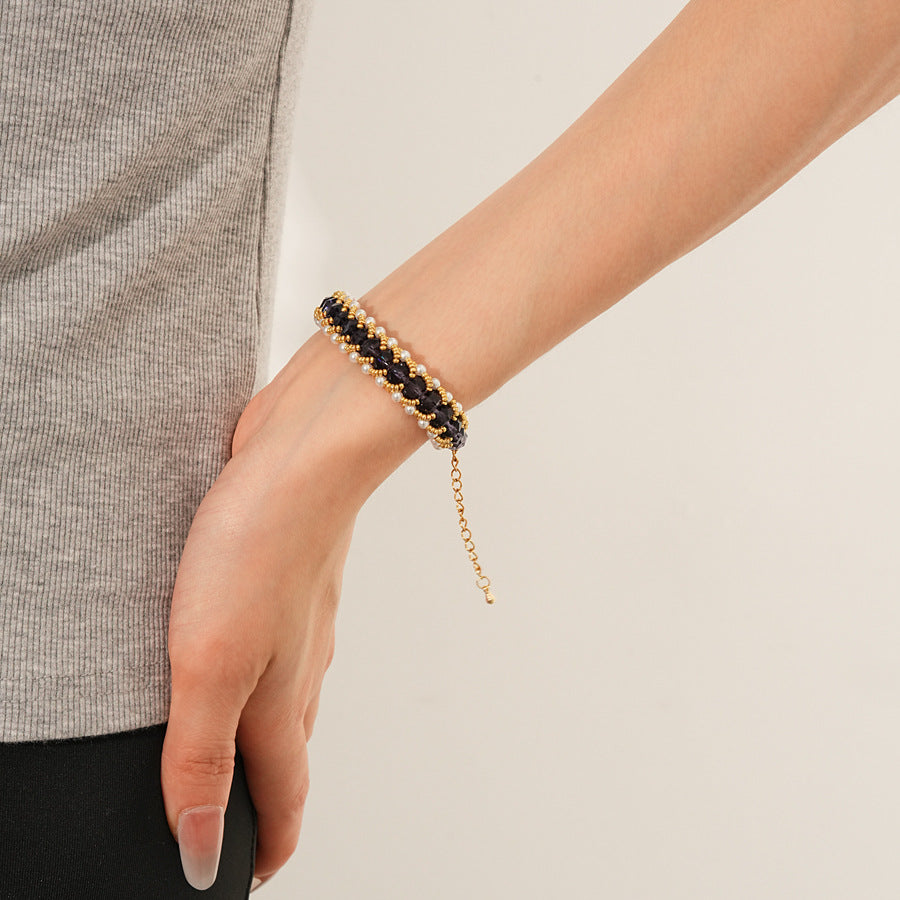 braided pearl crystal bracelet
