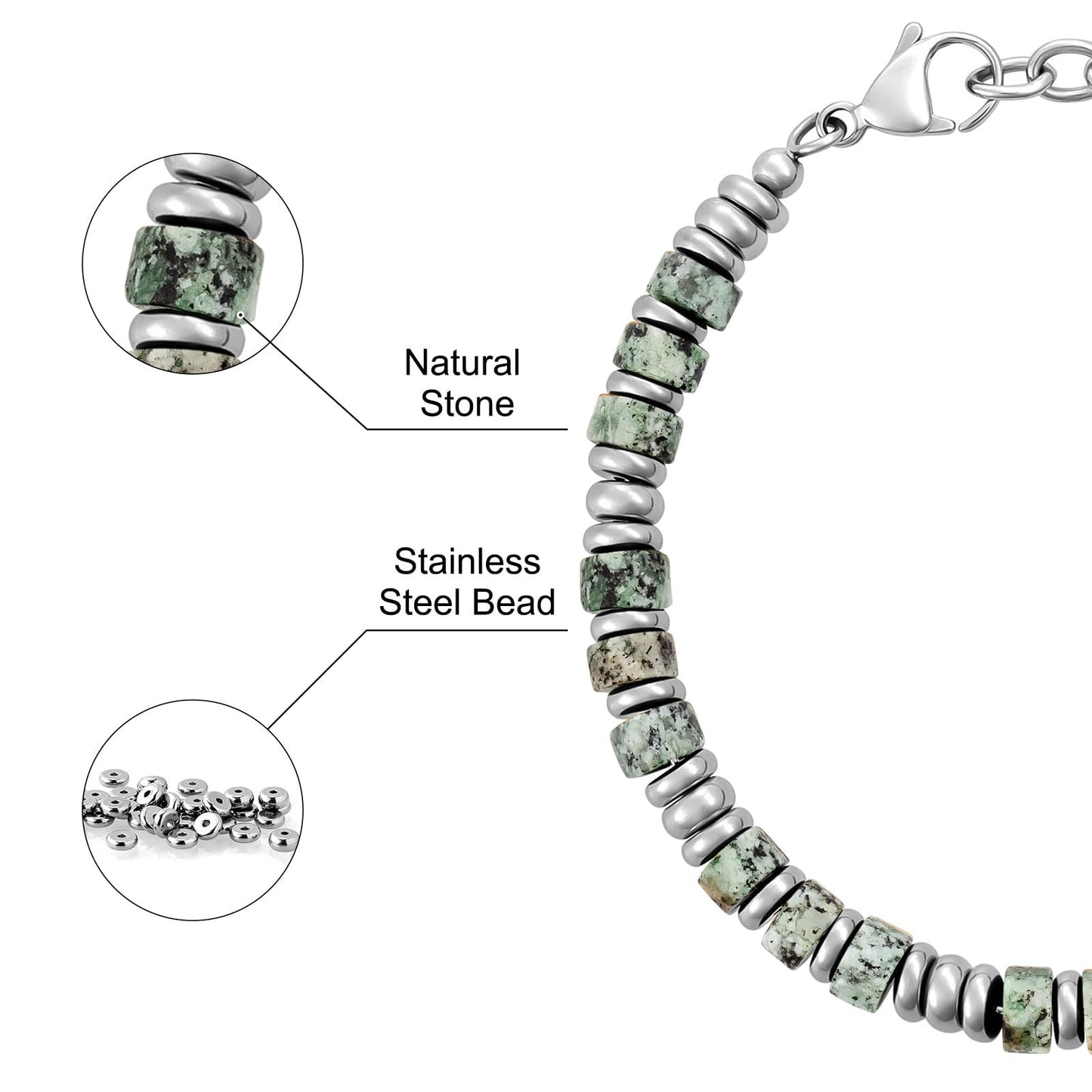 Boho Drift · Natural Stone Disc Chain Bracelets