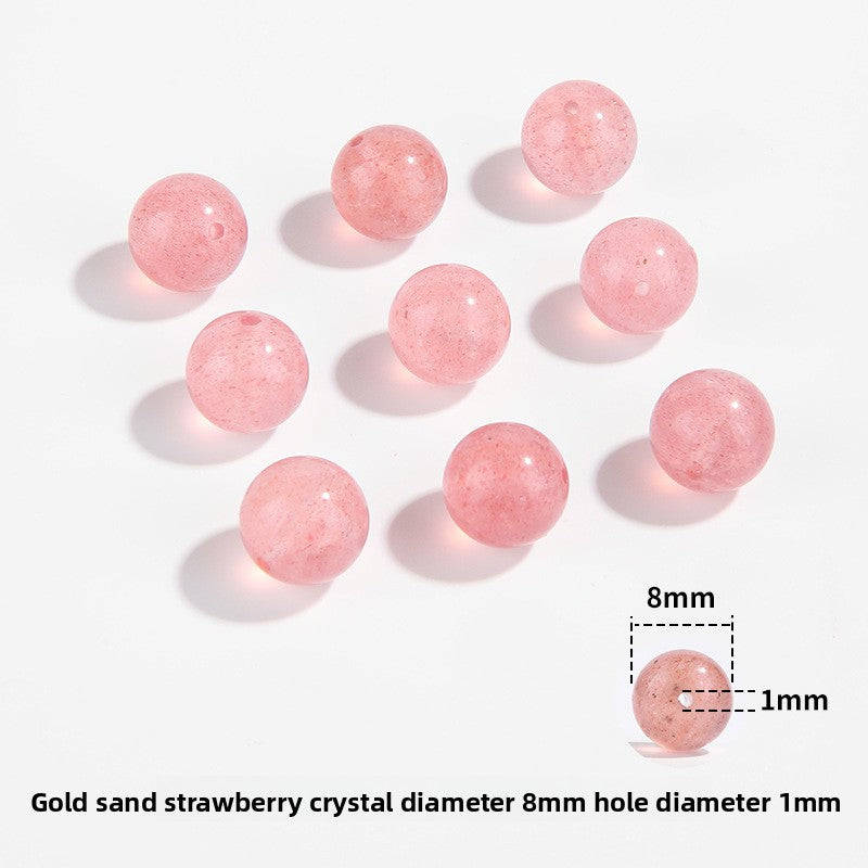 9A strawberry quartz round beads with rosy translucency and fine red inclusions, sizes 6/8/10 mm — Starfall Berry.