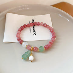 Oriental white and yellow crystal bead bracelet retro chic style