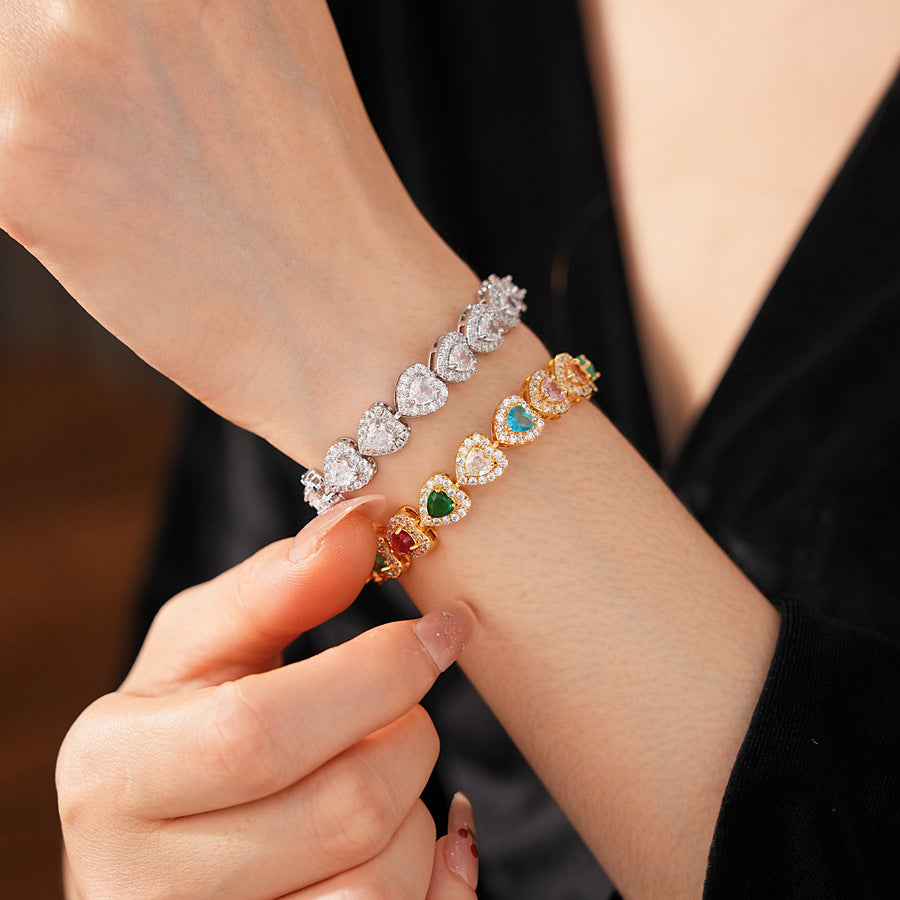 Lustrous Heart Charm Bracelet