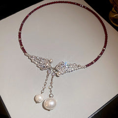 Irregular Cross Pearl Choker – French Light Luxury Fashion Necklace for Women