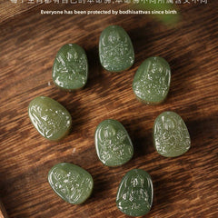 Serene Aegis – Obsidian & Hetian Jade Birth Buddha