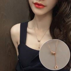 Versatile Minimalist Titanium Steel Pearl Pendant Necklace