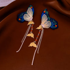 Vintage Butterfly & Heart Collection – handmade embroidery earrings, rings, and necklaces with butterfly and heart motifs in light luxury retro chic style
