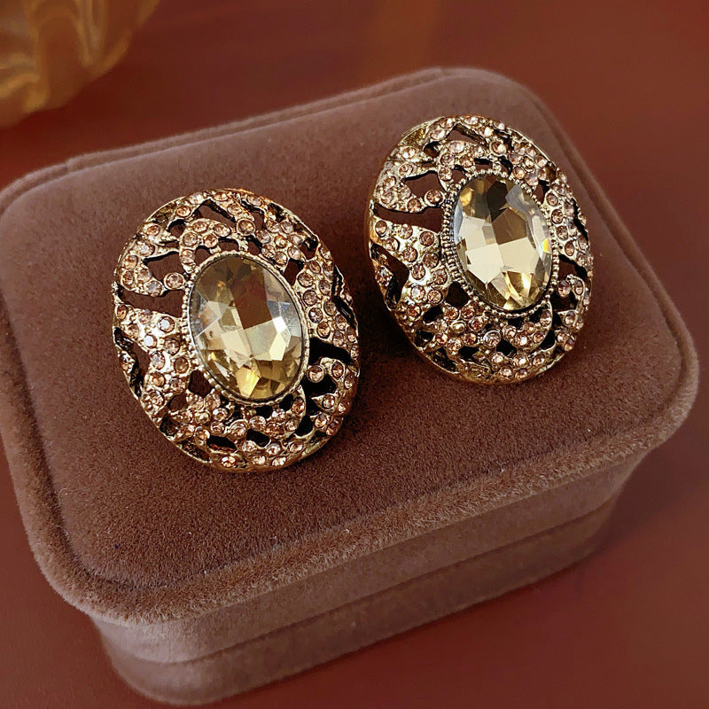 Vintage Oval Tassel Earrings – Light Luxury Court Style Jewelry by Glazenya
