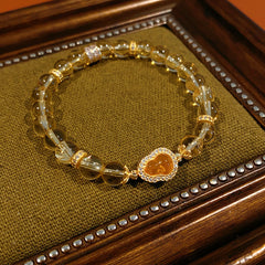Sunlit Heart Gem Bracelet with golden crystal beads and heart-shaped zircon charm – Glazenya