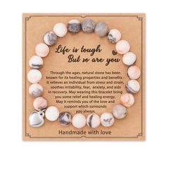 Heartfelt Encouragement · Pink Jasper Message Bracelets