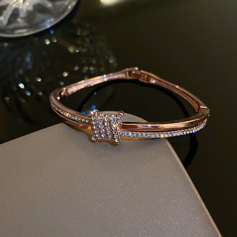 Dazzling Zircon Letter Bangle – Trendy Cold Chic Jewelry