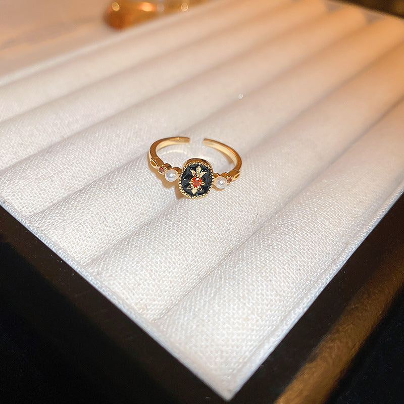 Baroque Pearl Tulip Open Ring – Korean Sweet Chic Series