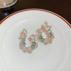 Exaggerated U-Shape Zircon Earrings with silver needle and sparkling zircon – light luxury statement jewelry
