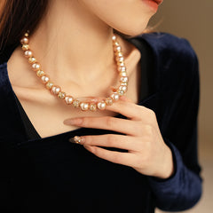 Regal Filigree Pearl Collection – champagne pearl necklace, bracelet, and earrings set by Glazenya