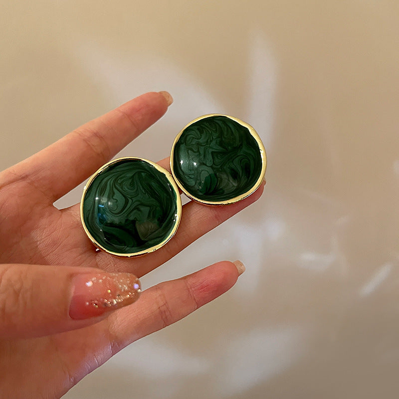 Stud earrings collection with enamel/stone cabochons, crystal accents and gold-tone settings — 43 variants — Eternal Heart Gem Earrings Collection.
