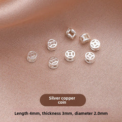 Lucky Grid · Silver-Plated Brass Spacer Beads (Fu & Coin Series)