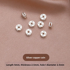 Lucky Grid · Silver-Plated Brass Spacer Beads (Fu & Coin Series)