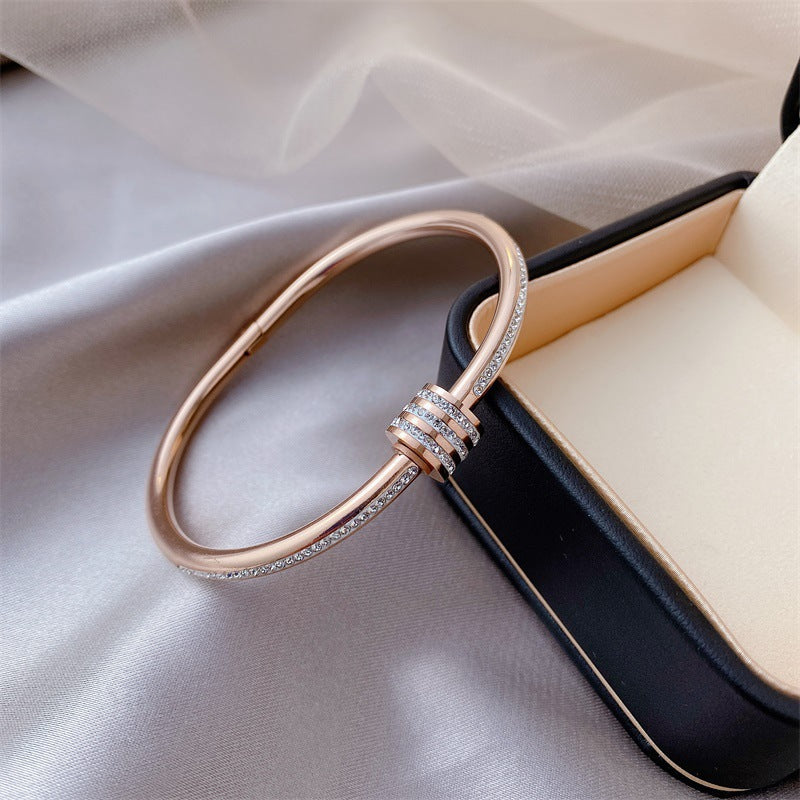 Dazzling Zircon Letter Bangle – Trendy Cold Chic Jewelry