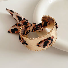 Gold leopard silk scarf cuff bracelet – luxury open bangle design