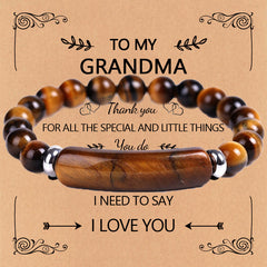 Forever Grandma · Natural Stone Love Bar Bracelet