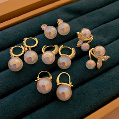 Mermaid Pearl Earring Collection – light luxury chic earrings with pearls, zircon, rhinestones, and 925 silver pins
