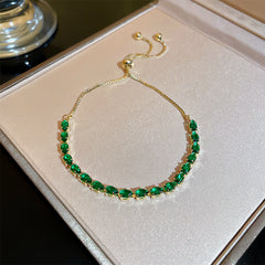 Gold-Plated Emerald Crystal Bracelet Collection – Chic & Light Luxury Designs