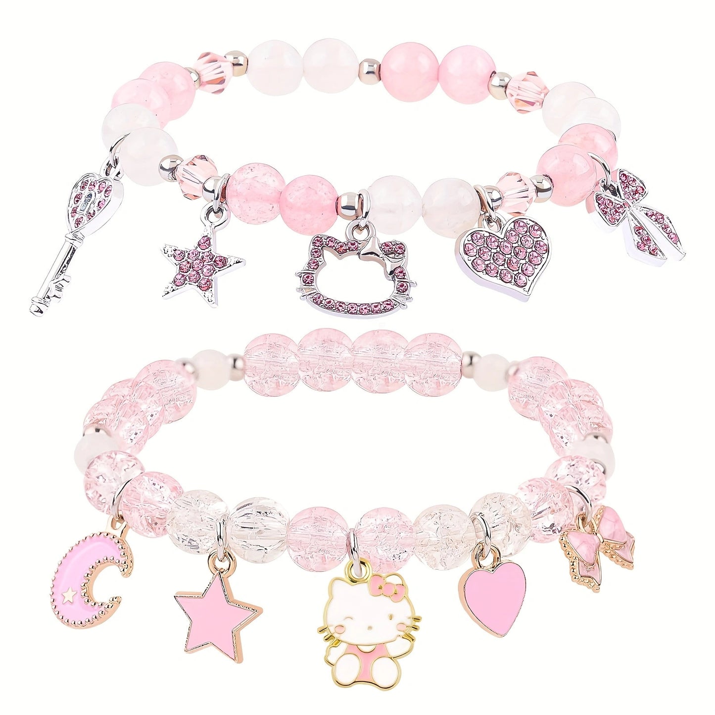 Blush Kitty Sparkle Charm Bracelets