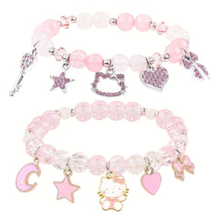 Blush Kitty Sparkle Charm Bracelets